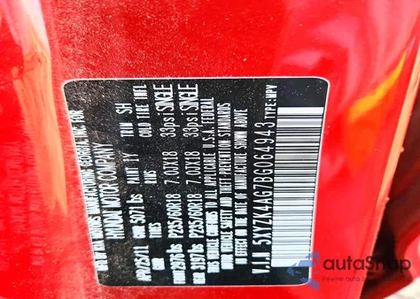 2011 Hyundai Santa Fe Limited z USA, uszkodzony, nr VIN 5XYZK4AG7BG064943